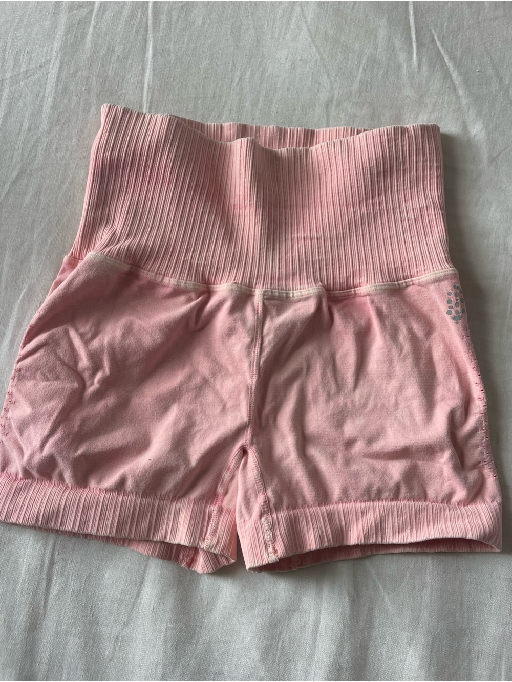 Free People High-Waist Ribbed Pink Bike Shorts